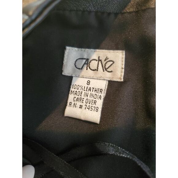 NWT Vintage Cache 100% Leather skirt size 8 - Picture 4 of 6